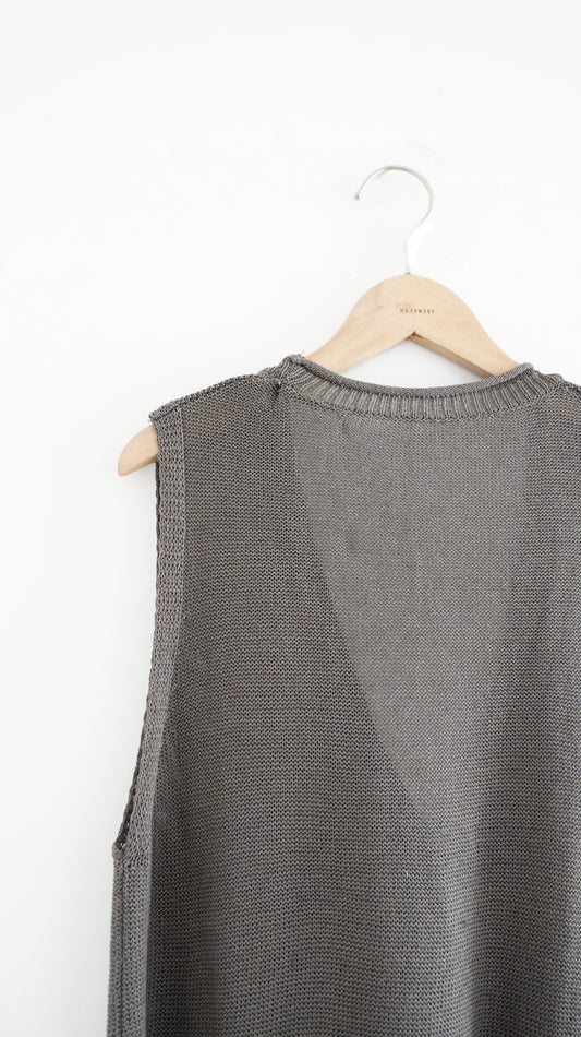 sheer v-neck linen vest in khaki (pre-order)