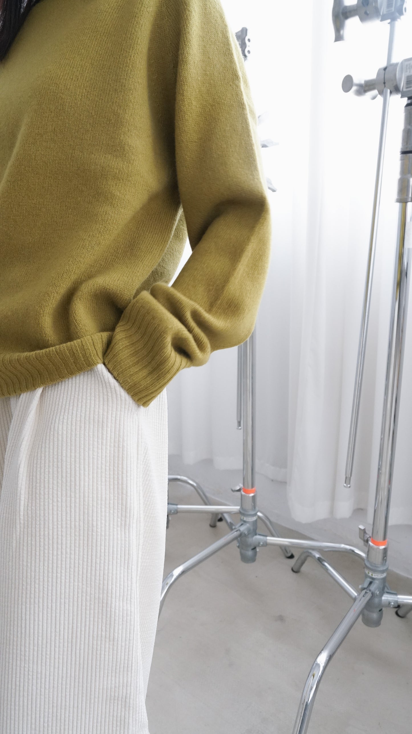 cozy corduroy wide pants in ivory