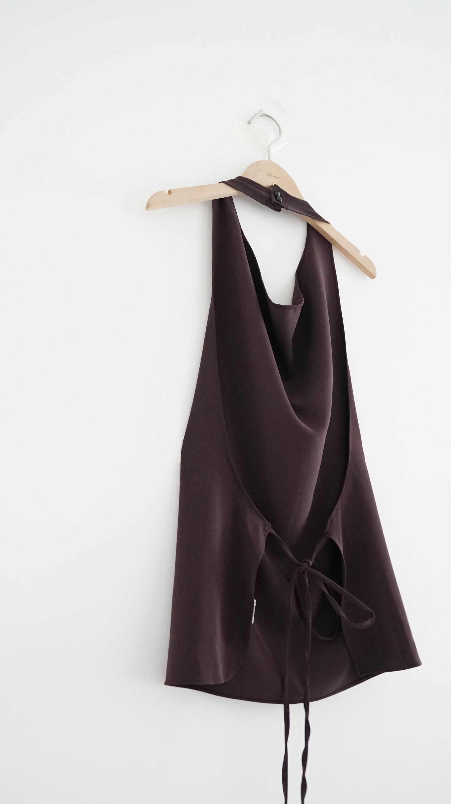 halter nack top in reddish brown
