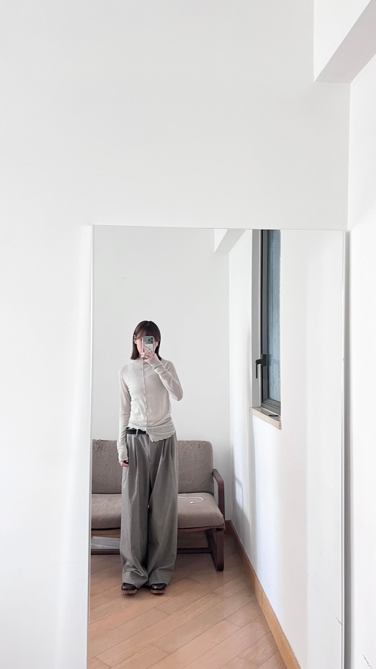ruffle sheer inner top in sand