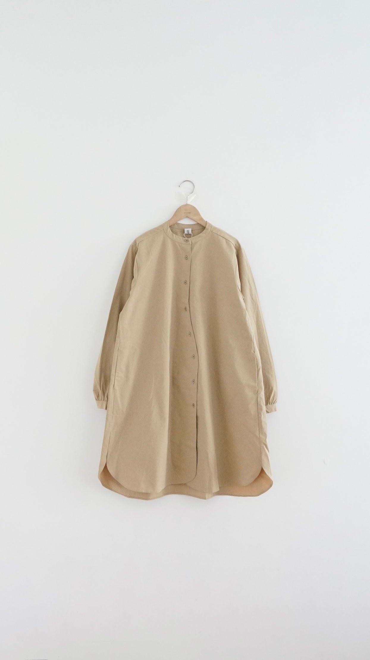 minimalist shirt dress in beige