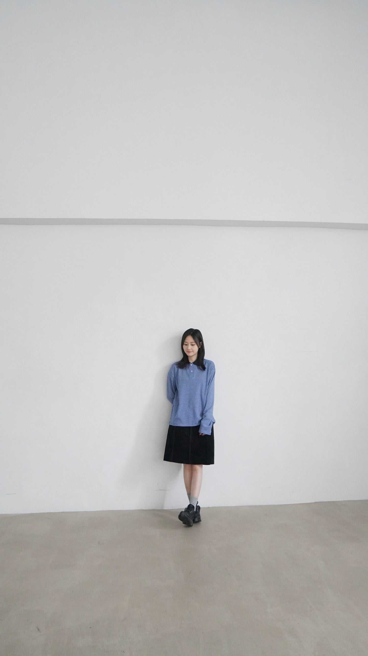 vintage polo shirt in blue striped (pre-order)