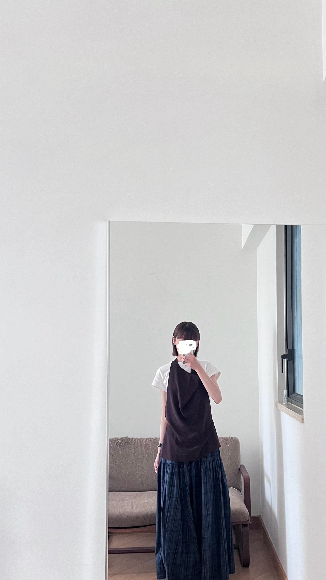 90s cloud check maxi skirt (pre-order)