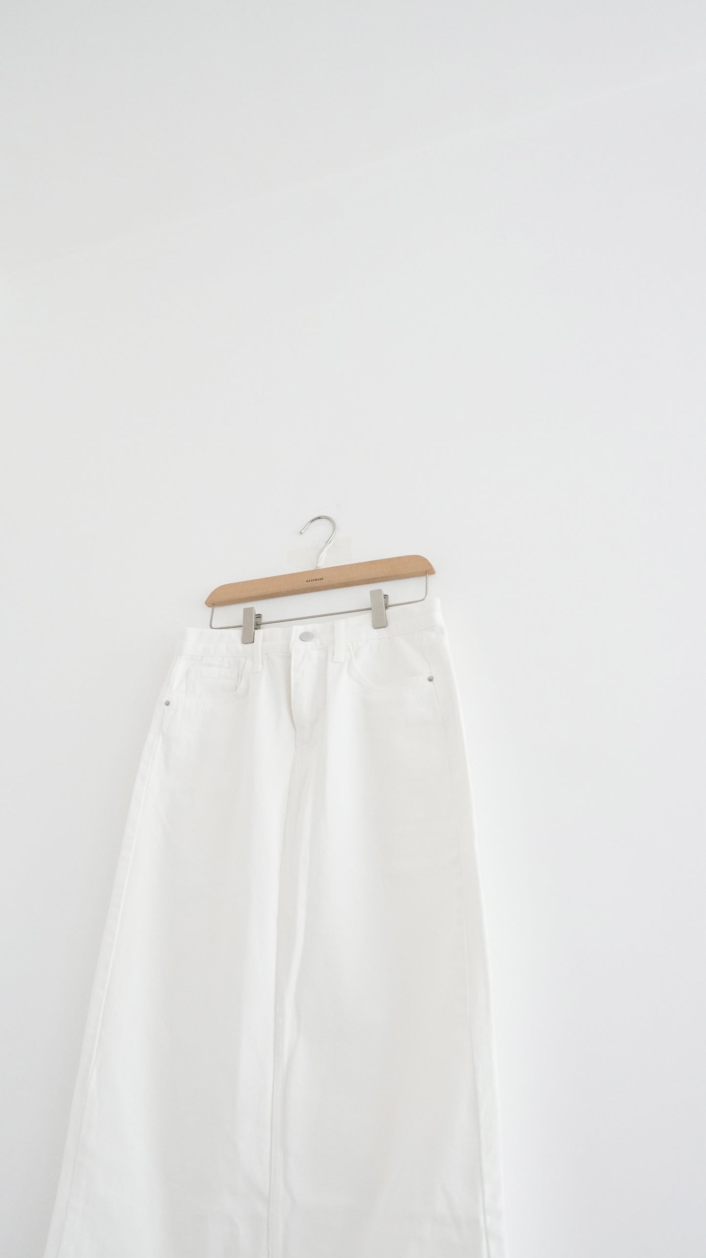 classic denim maxi skirt in off white