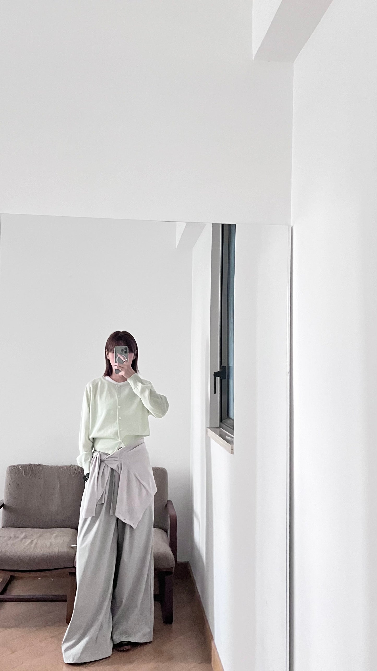 refined sheer cardigan in light green (pre-order)