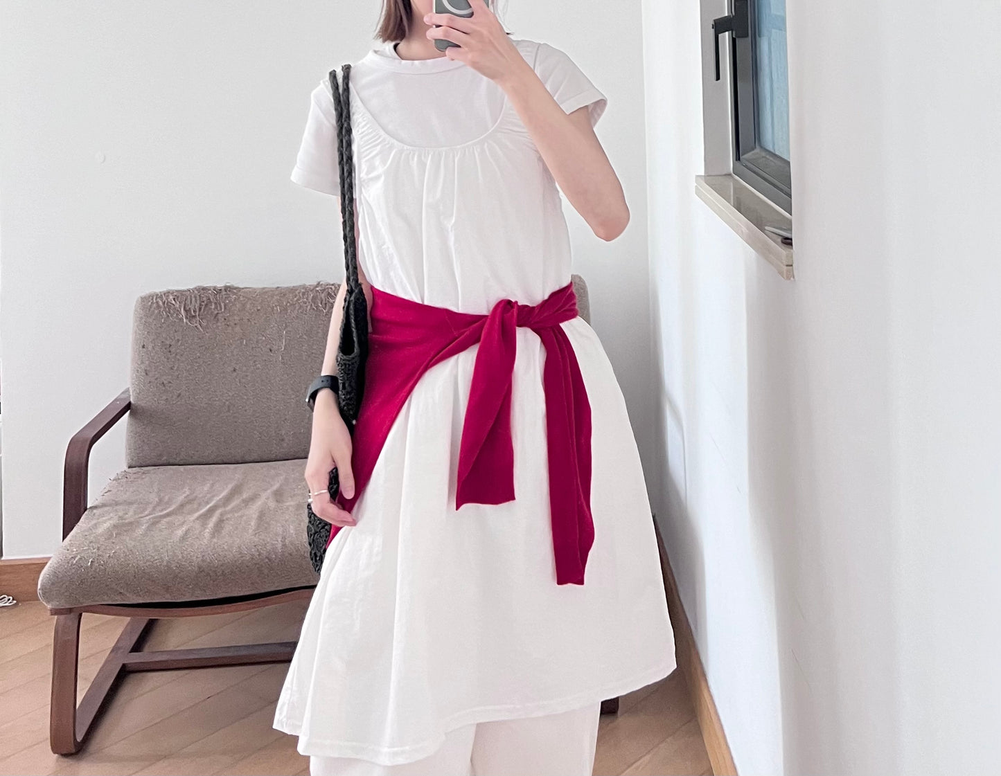 ease a-line tank dress in white (pre-order)