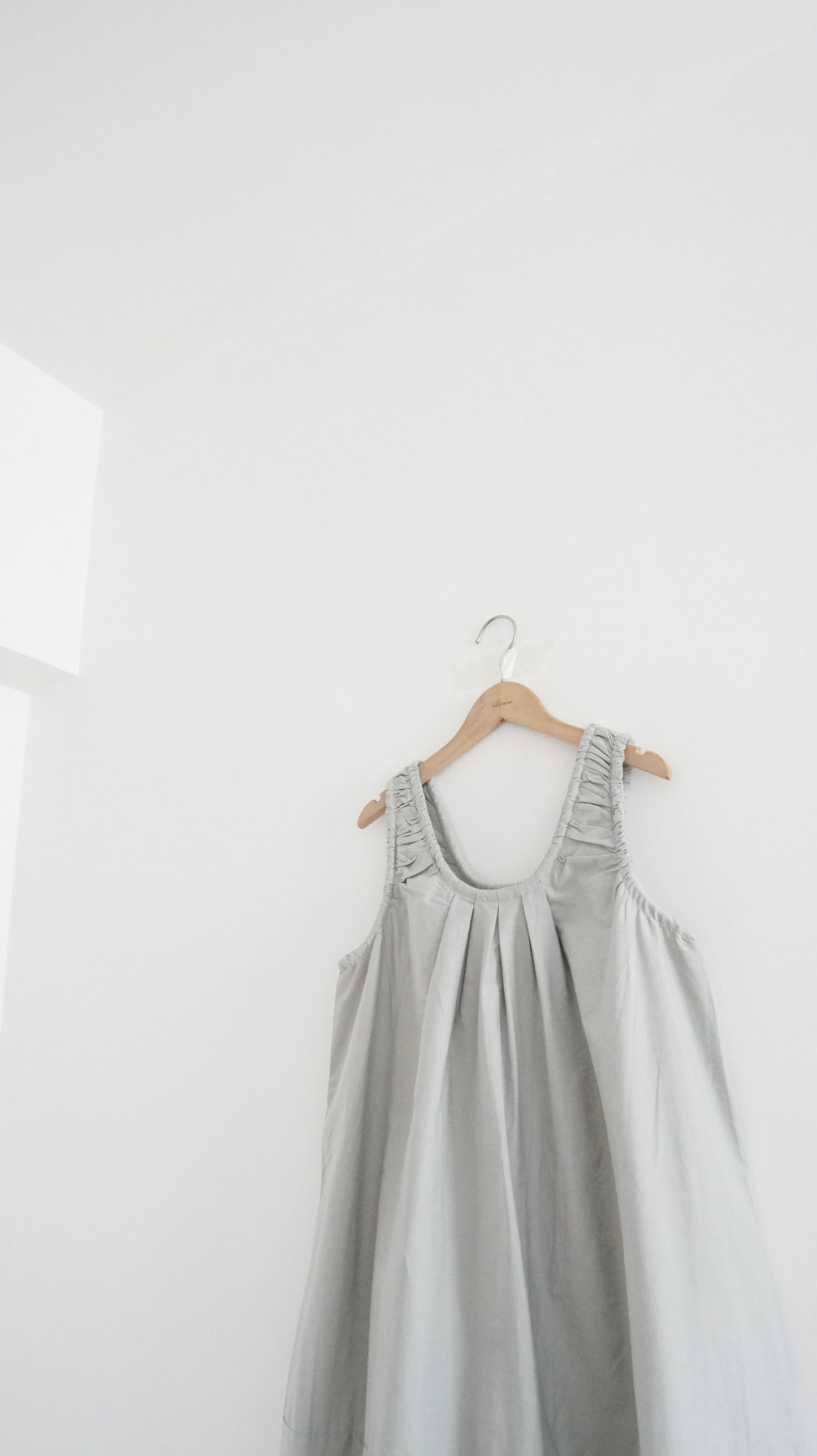 petal neck gathered dress in grey (pre-order)