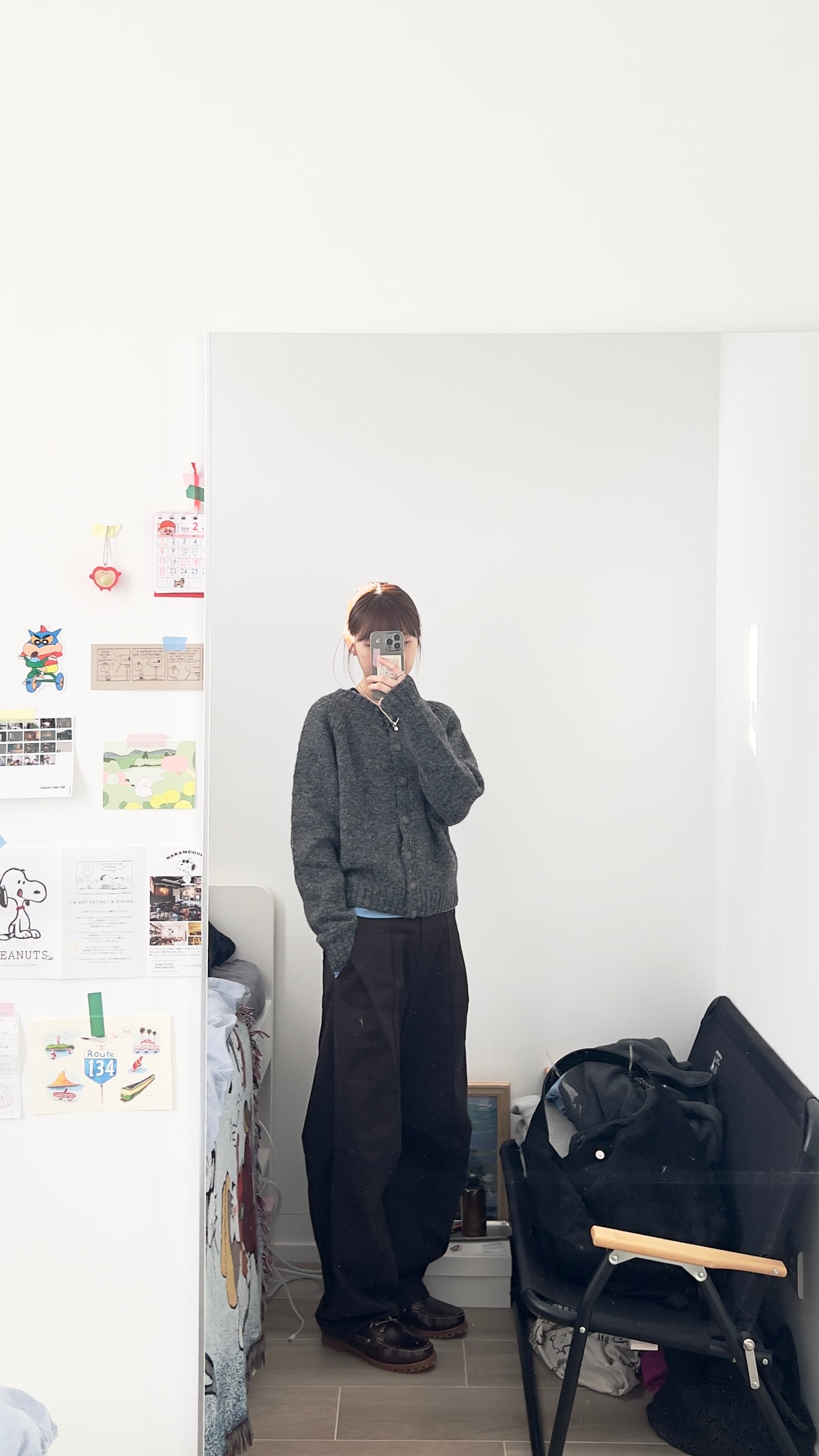 the freya horn sleeve cardigan in grey
