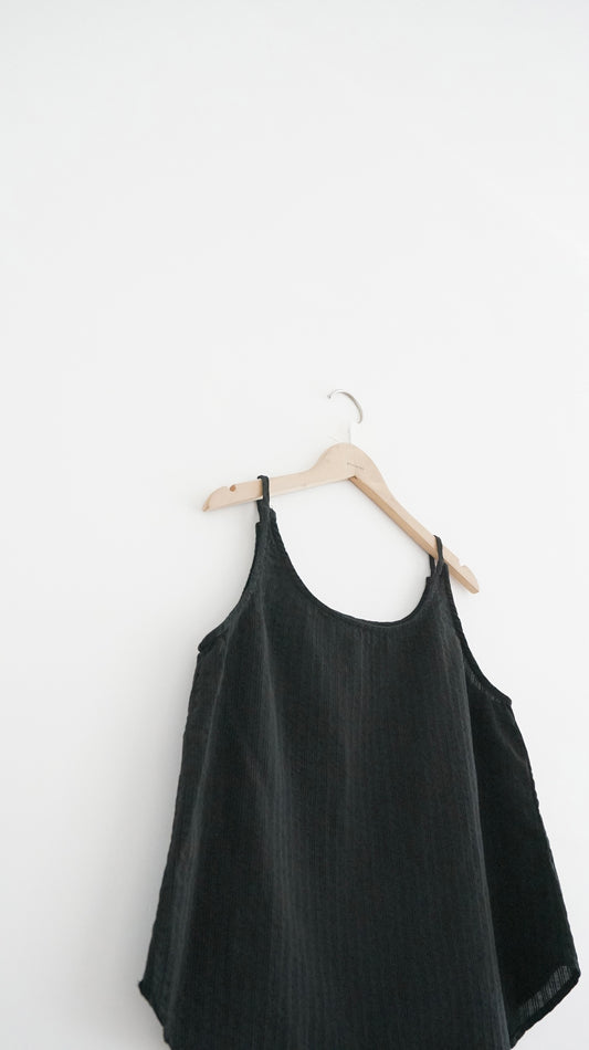 veil stripe overlay top in black (pre-order)