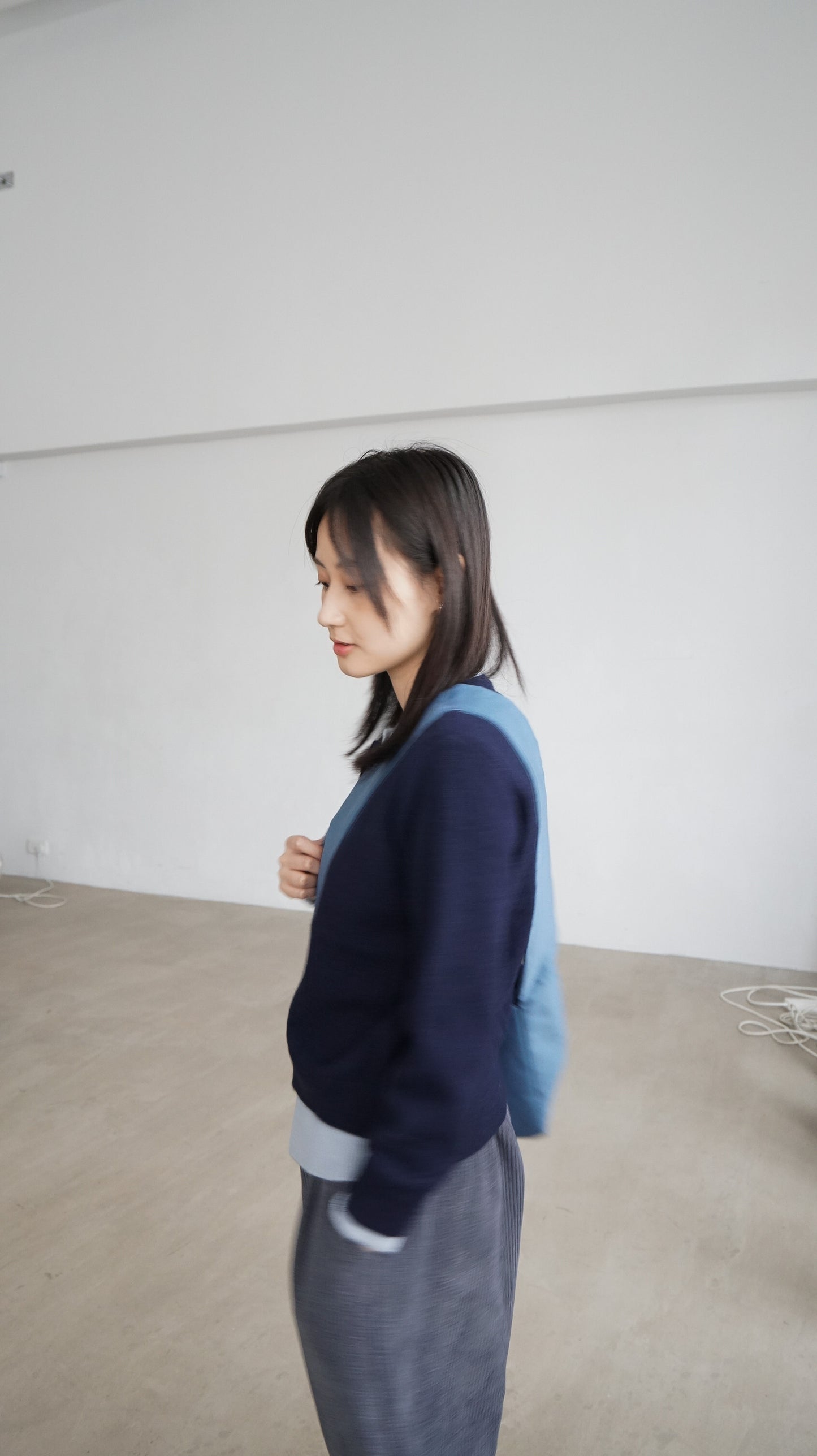 layered knit cardigan in navy (pre-order)
