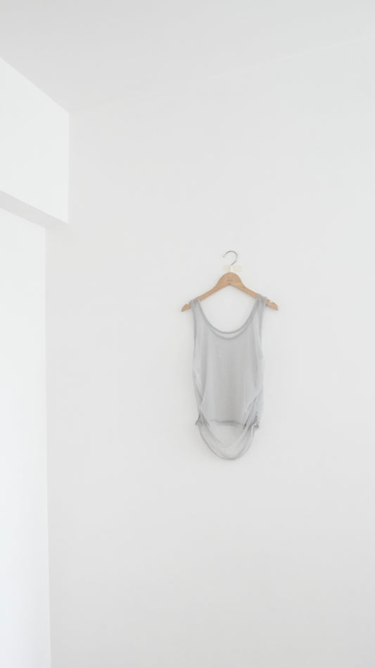 sheer pleat vest in grey (pre-order)