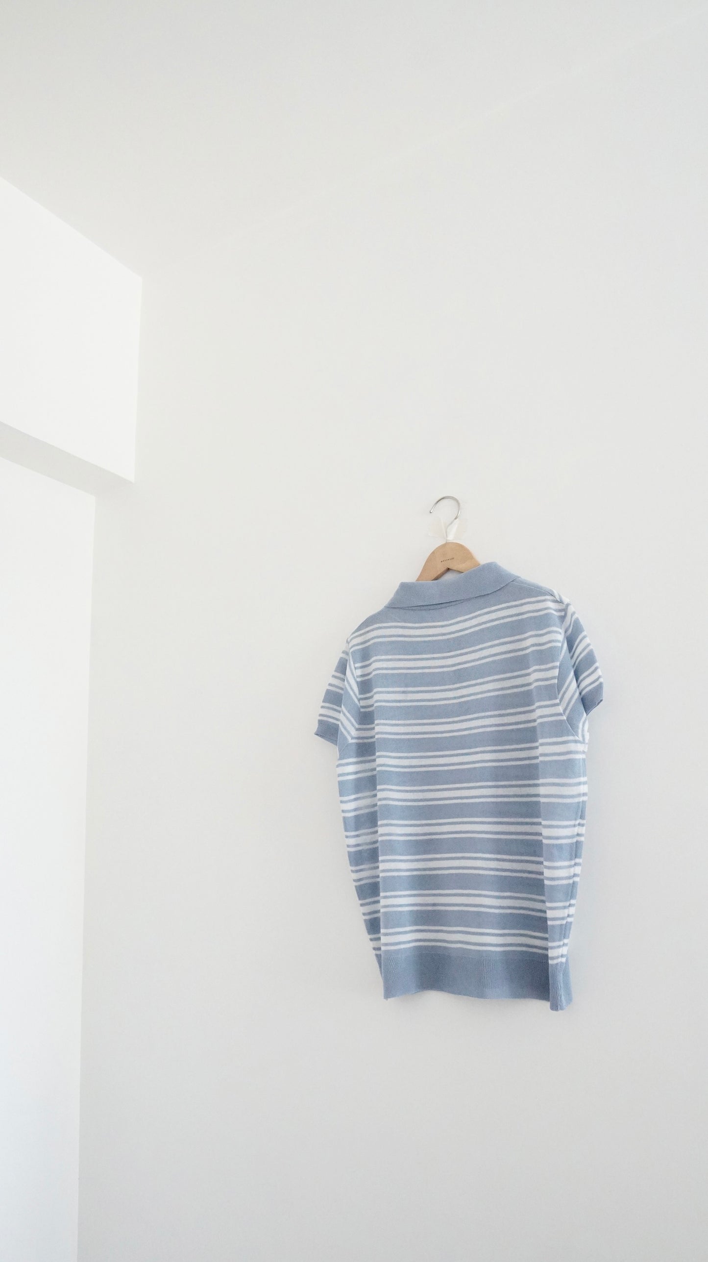 sheer stripe polo shirt in sora (pre-order)