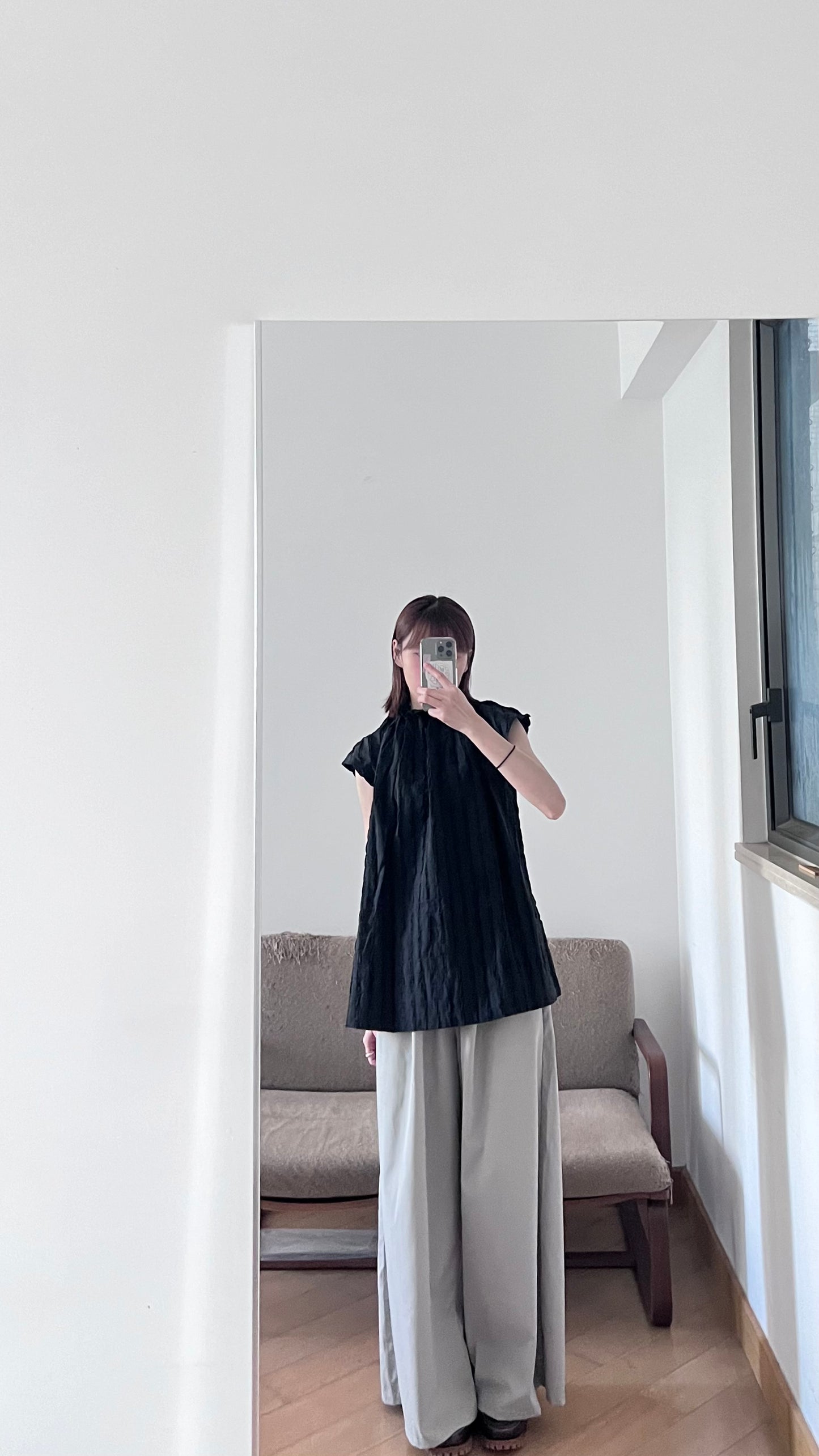 striped turtle-neck top in black