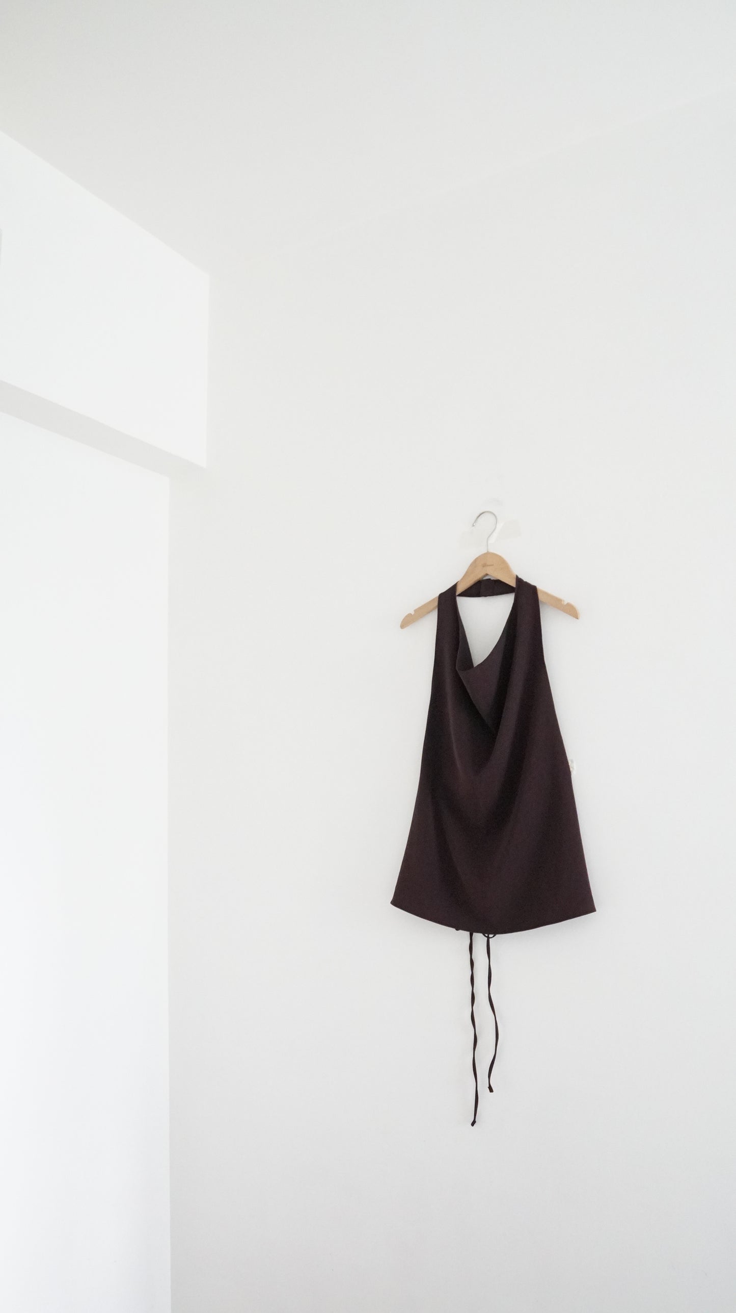 halter nack top in reddish brown