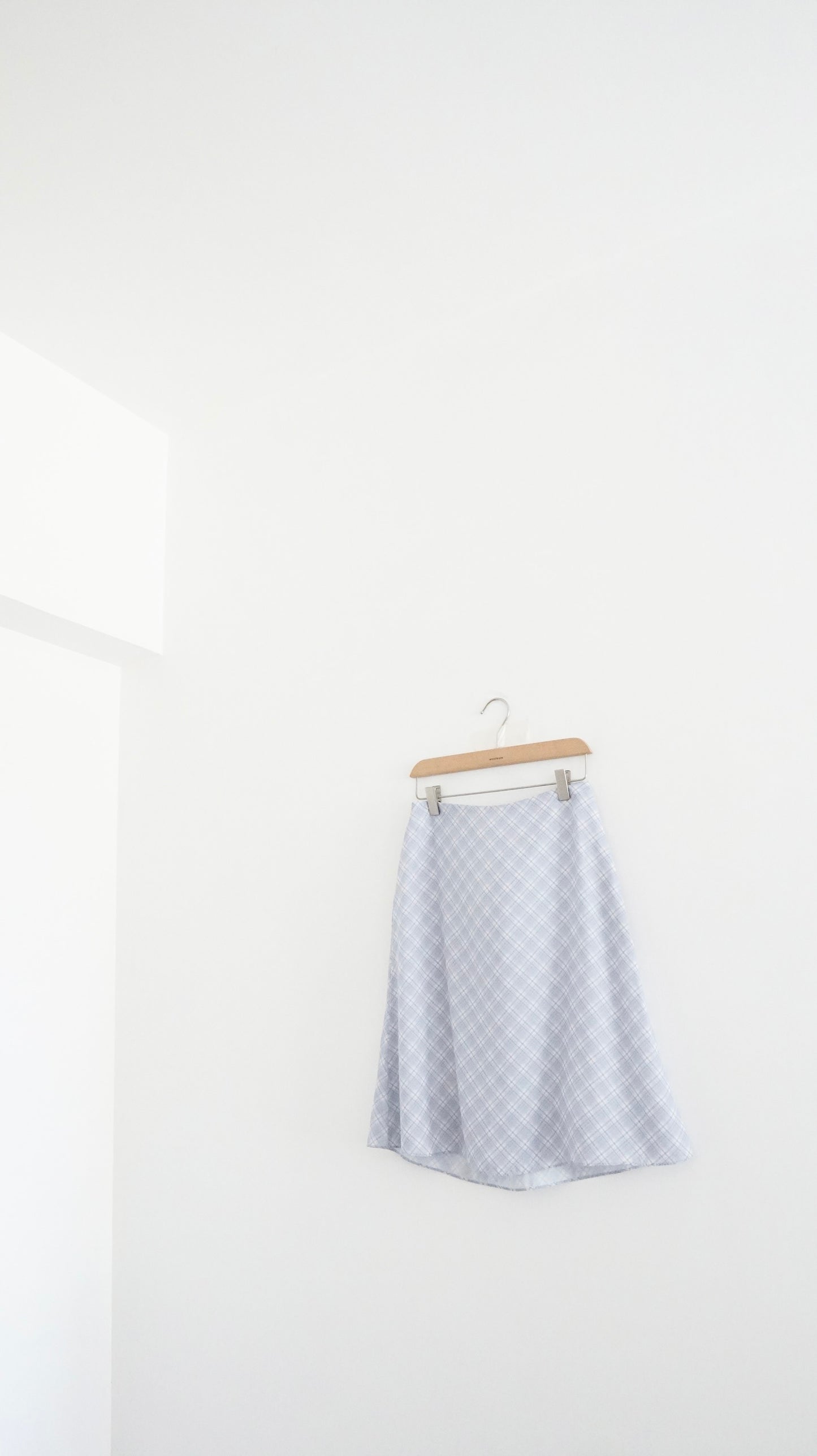 plaid lightweight midi skirt in grey (pre-order)