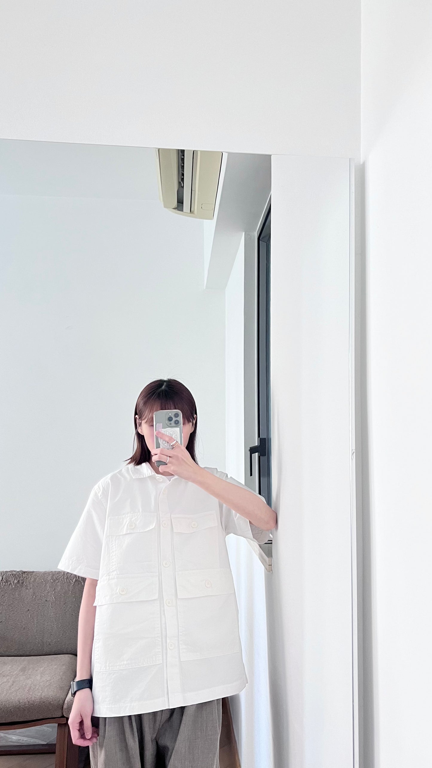 pocket worker shirt in white