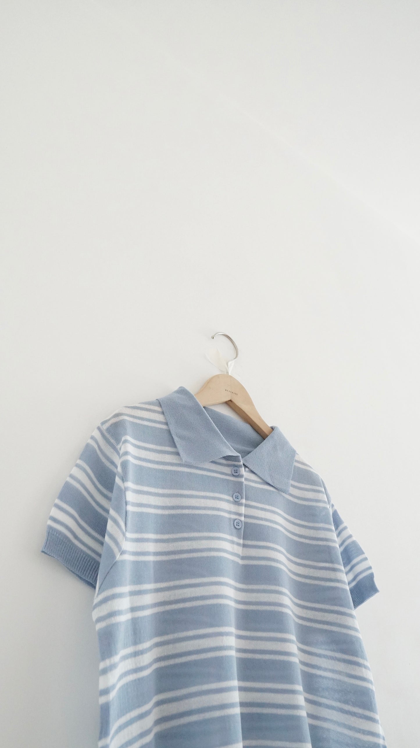 sheer stripe polo shirt in sora (pre-order)