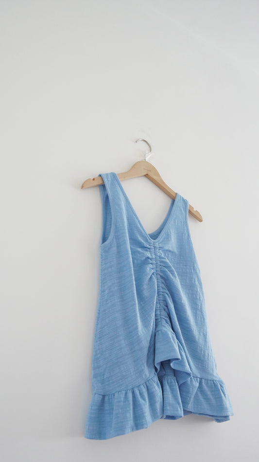 ruffle v-neck tank top in blue