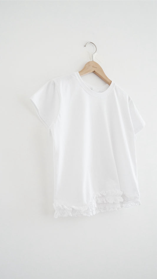 ruffle tee in white (pre-order)