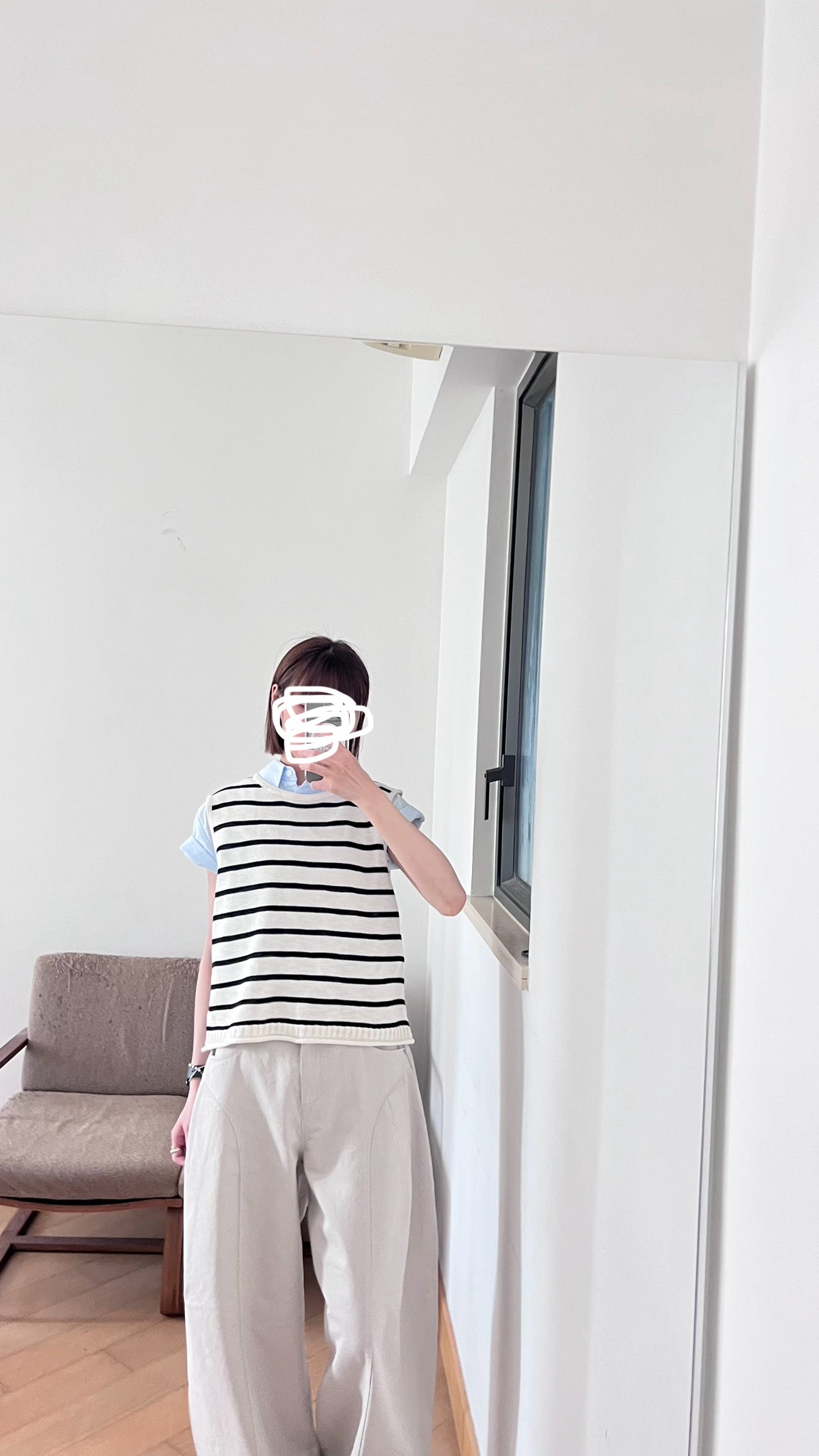 back side button linen vest in ivory (pre-order)