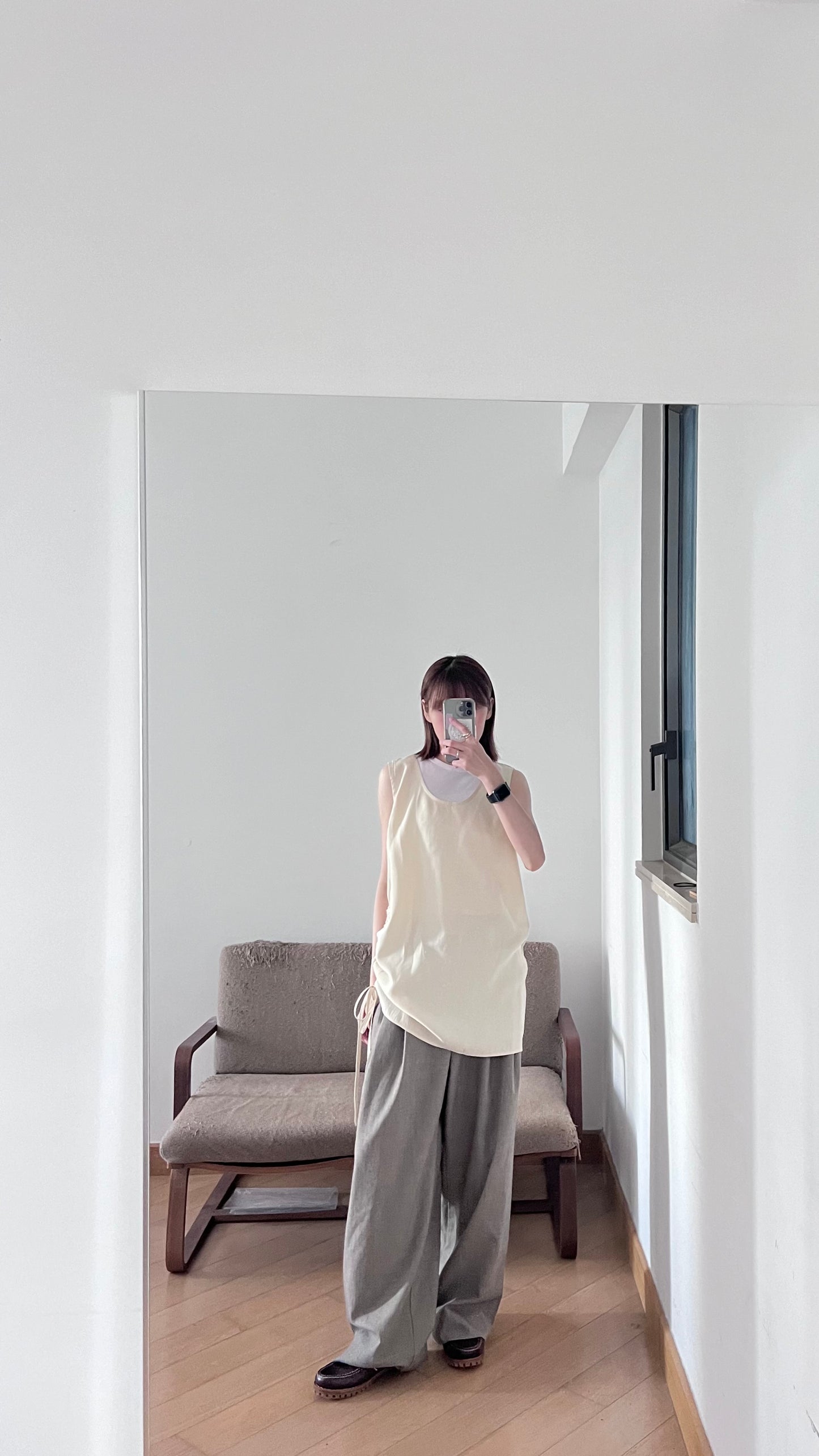 high-end minimalist dress top in ivory