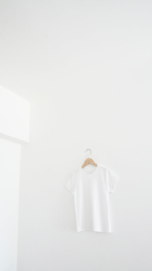 whisper print tee in white (pre-order)