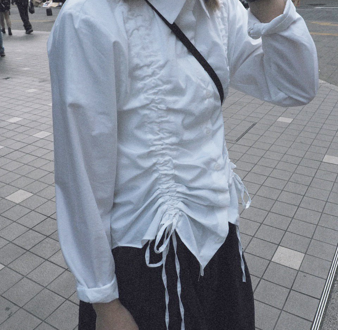 ribbon shirt in white