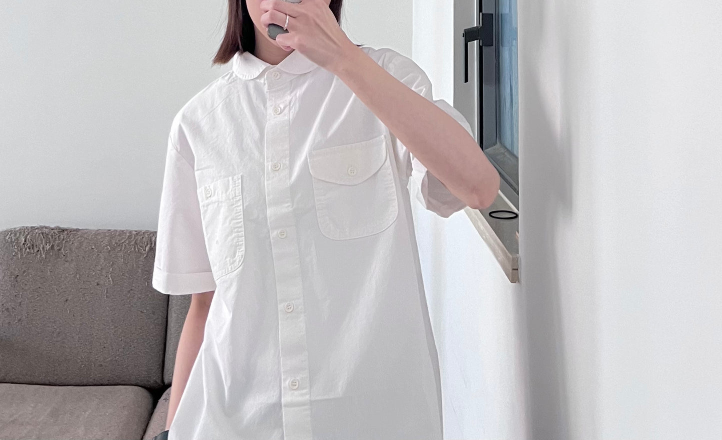 collar shirt in white