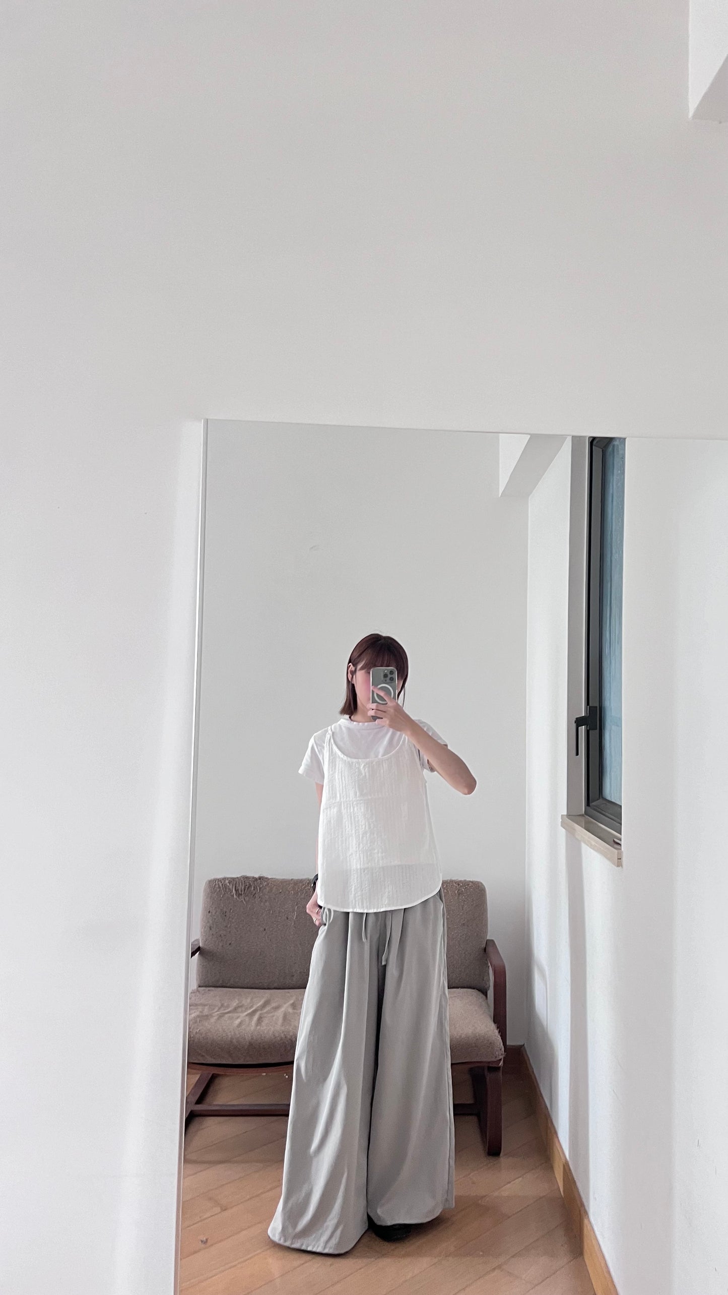 veil stripe overlay top in white (pre-order)