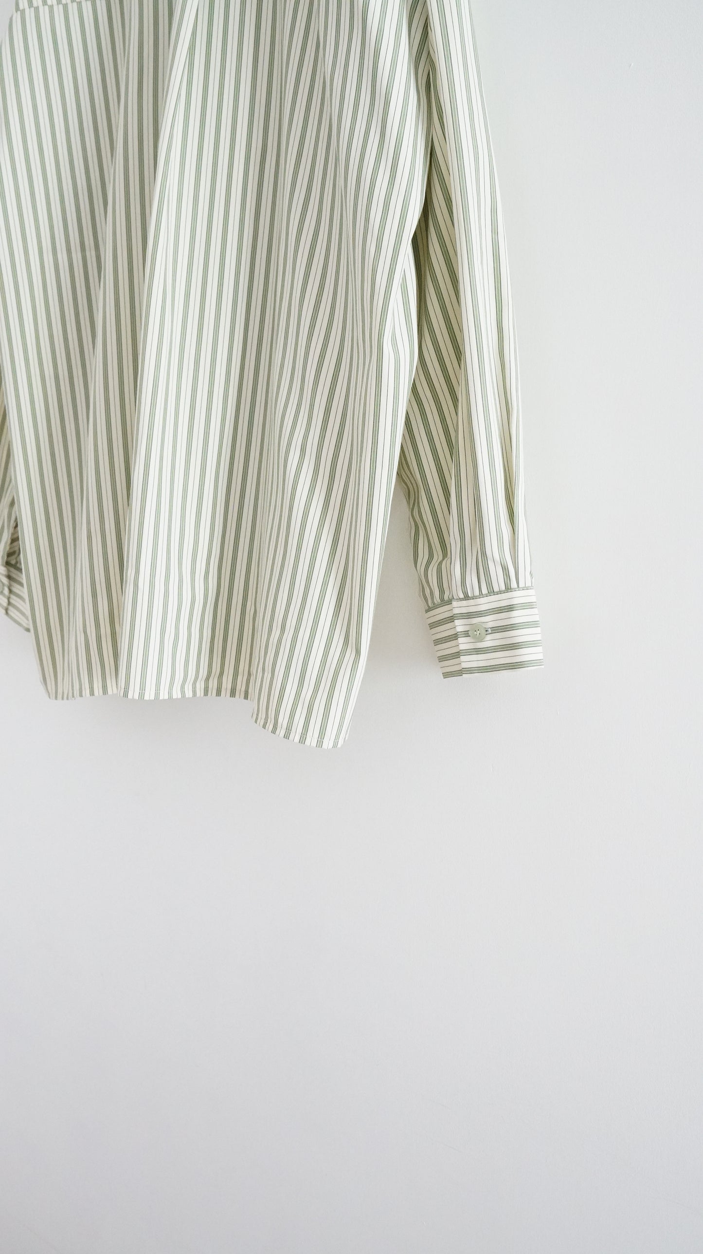 90s vintage off shoulder striped shirt in avocado green (pre-order)