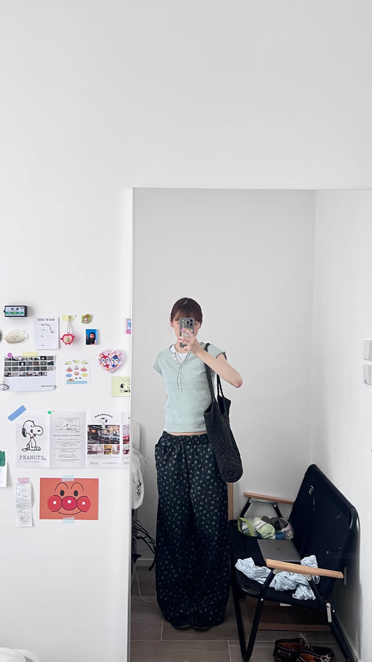 soren minimalist button knit top in mint (pre-order)