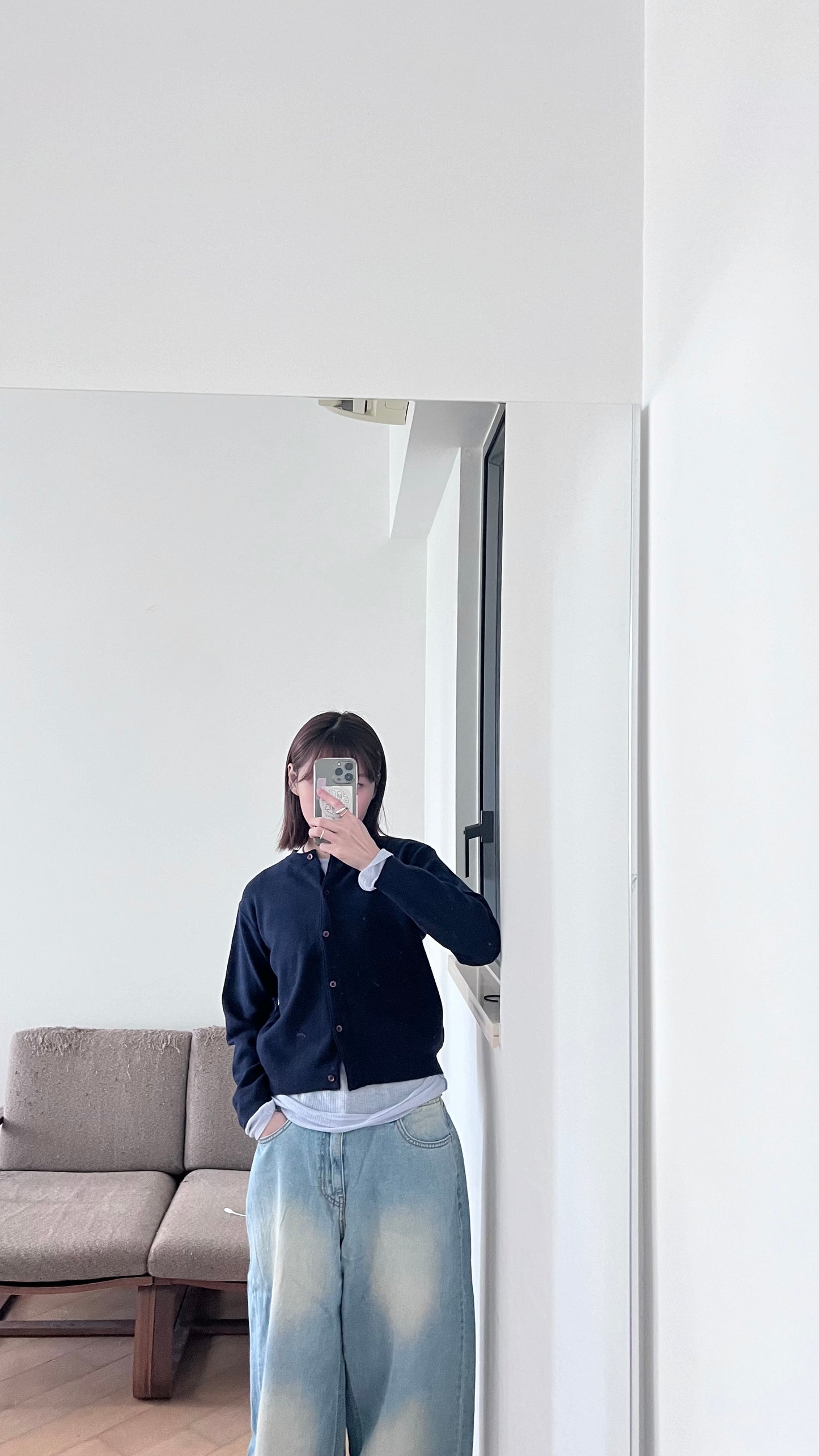 washed denim pants(S/M)