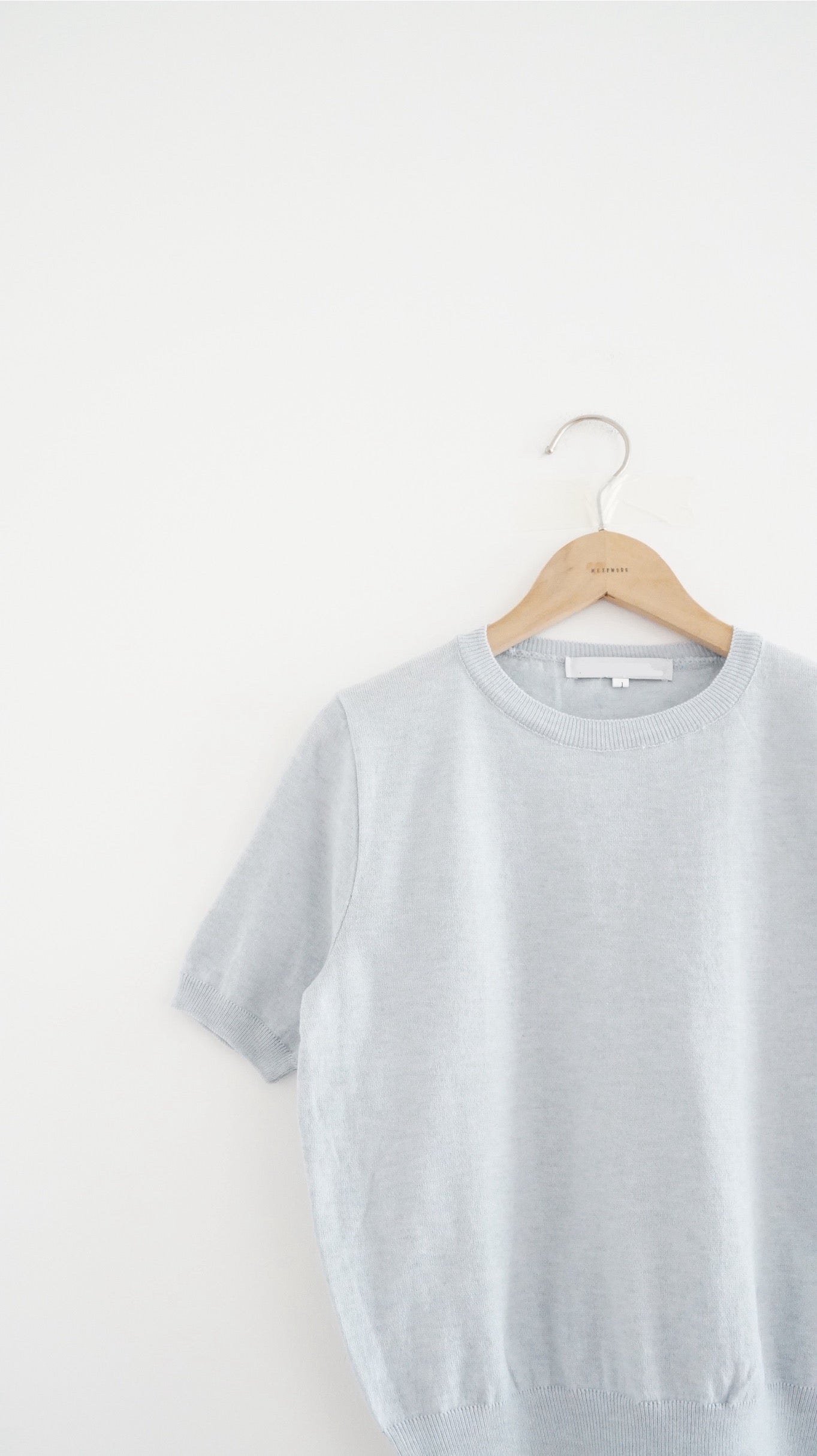 classic light knit top in baby-blue