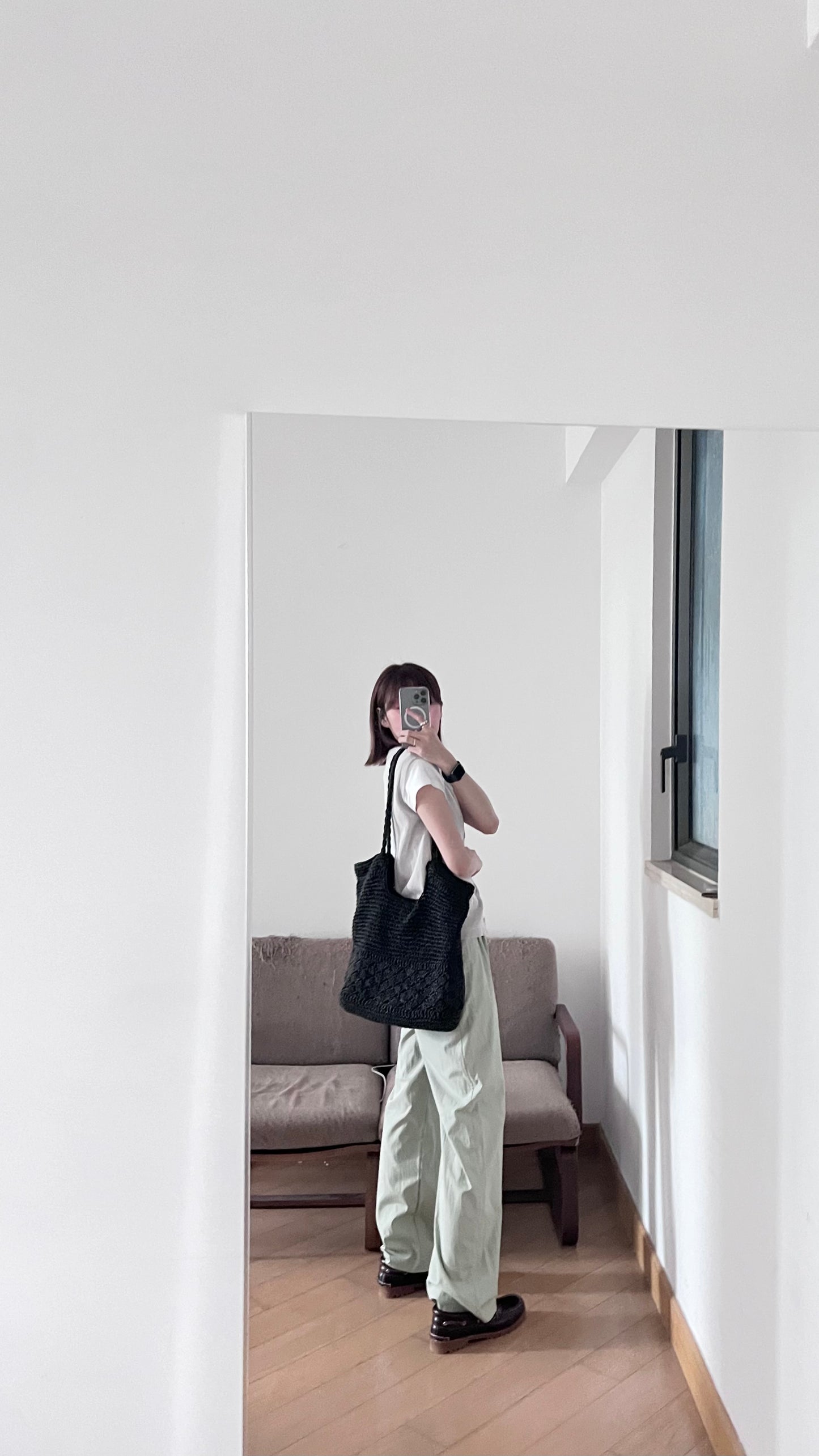 silken pleated tailored trousers in light green