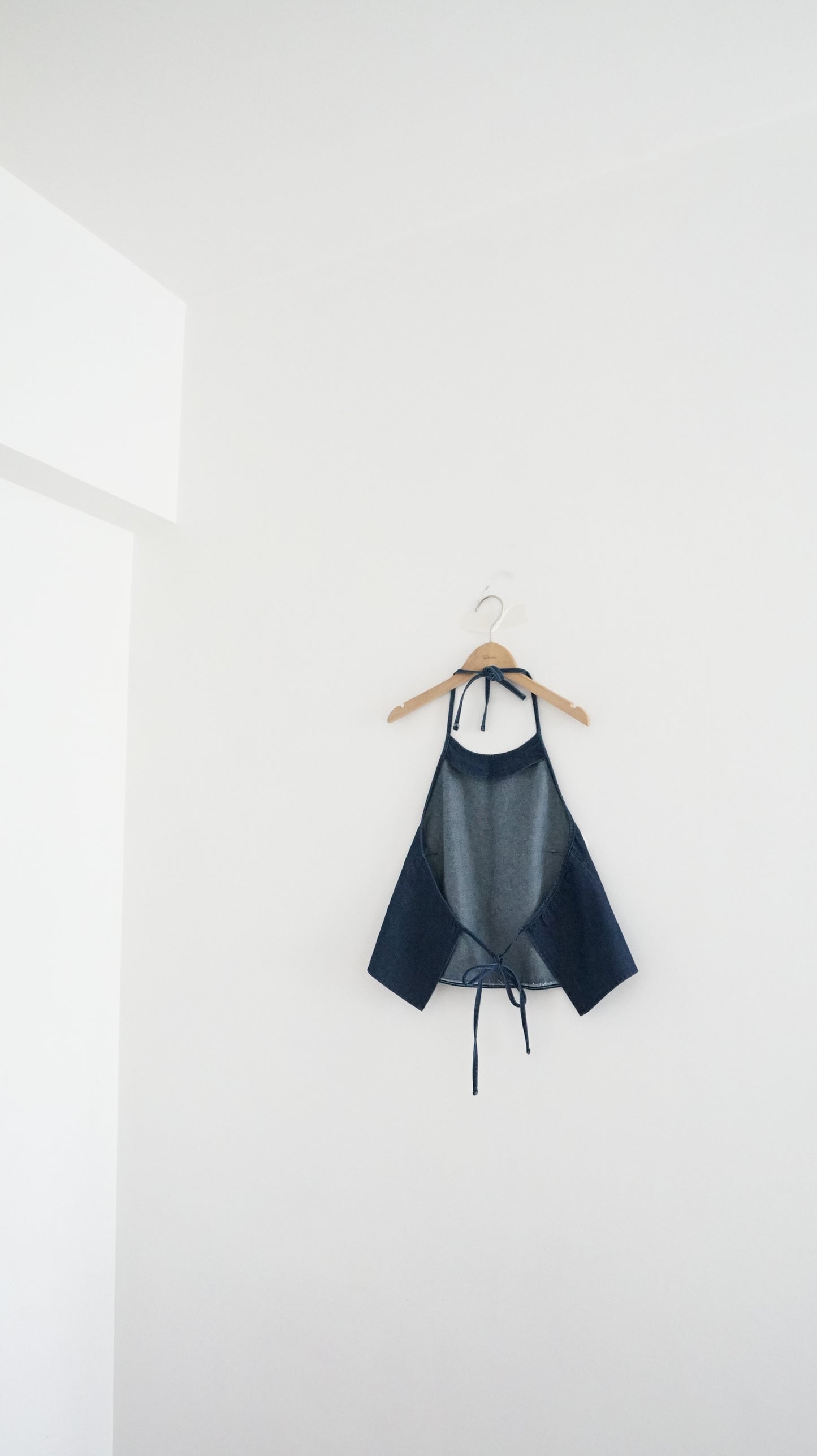 minimalist halter neck top in denim