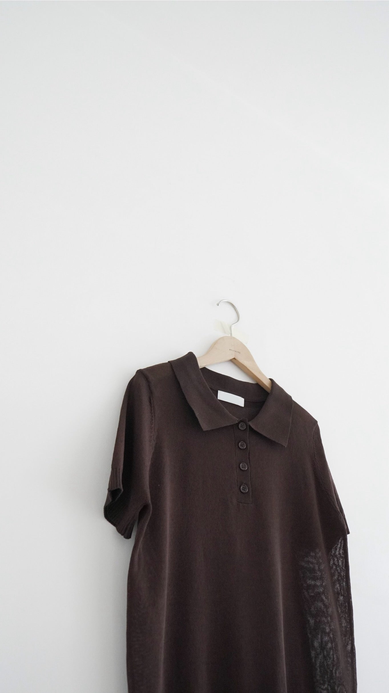 sheer buttoned polo shirt in brown (pre-order)