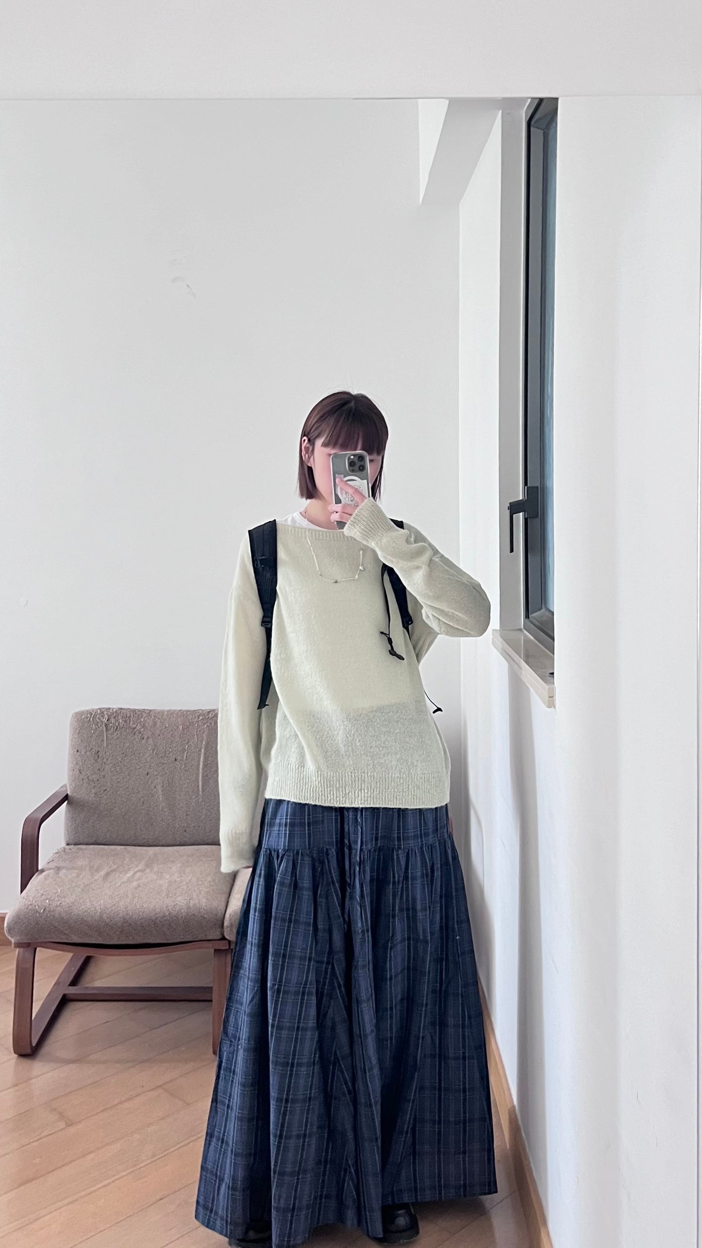 90s cloud check maxi skirt (pre-order)