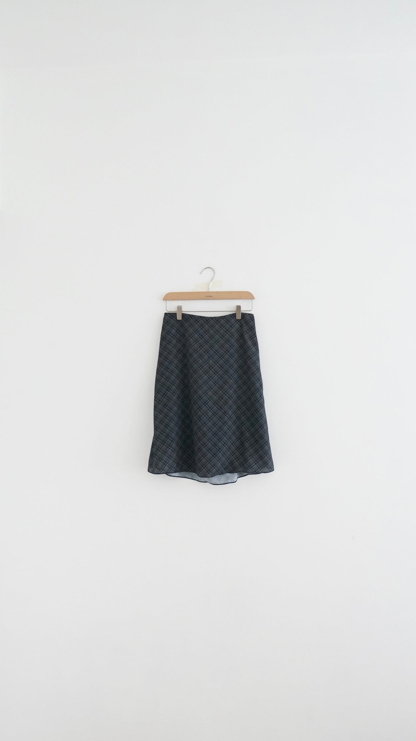 plaid lightweight midi skirt in black (pre-order)