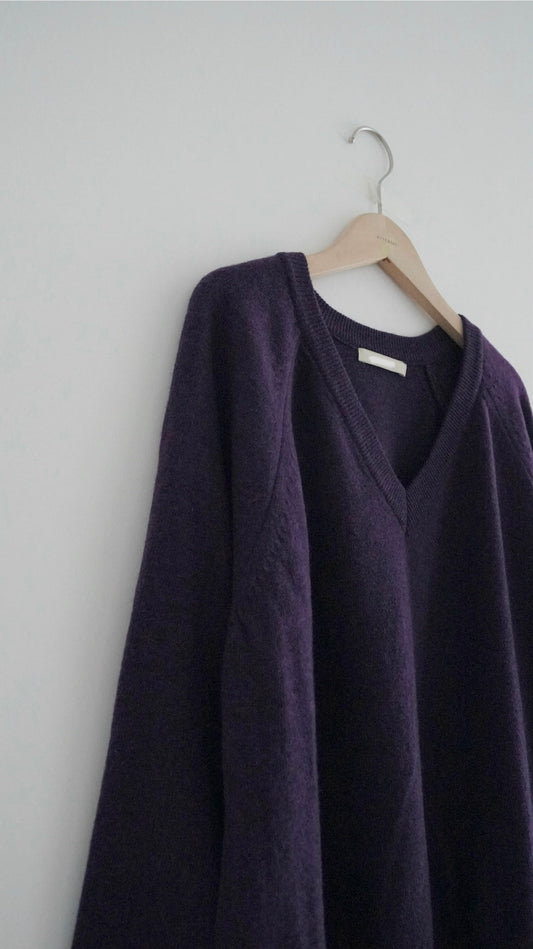 v-neck wool top in purple