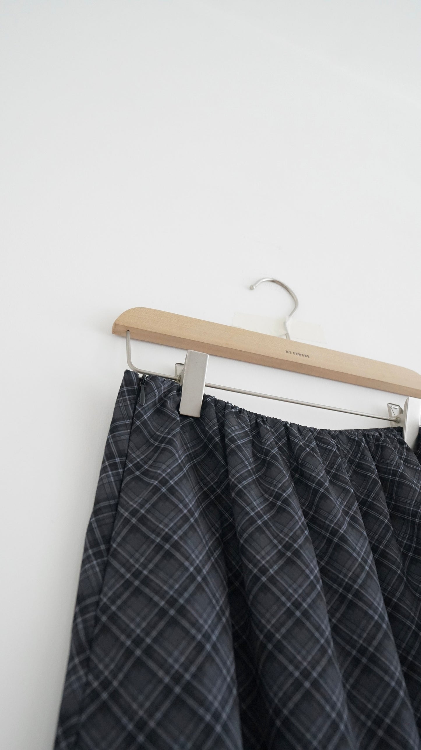 plaid lightweight midi skirt in black (pre-order)
