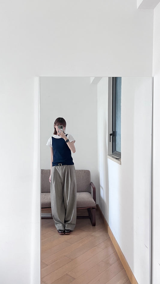 waffle vest top in navy