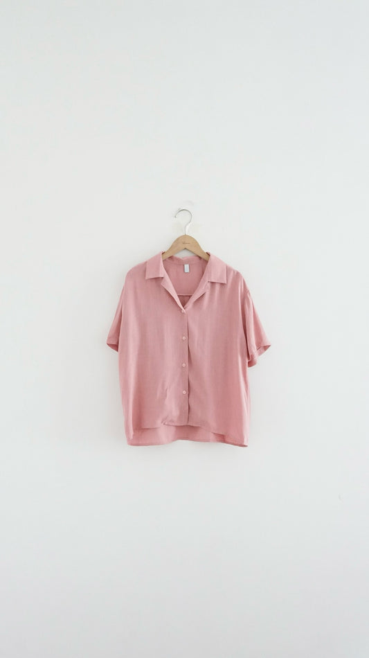 linen summer shirt in azalea pink