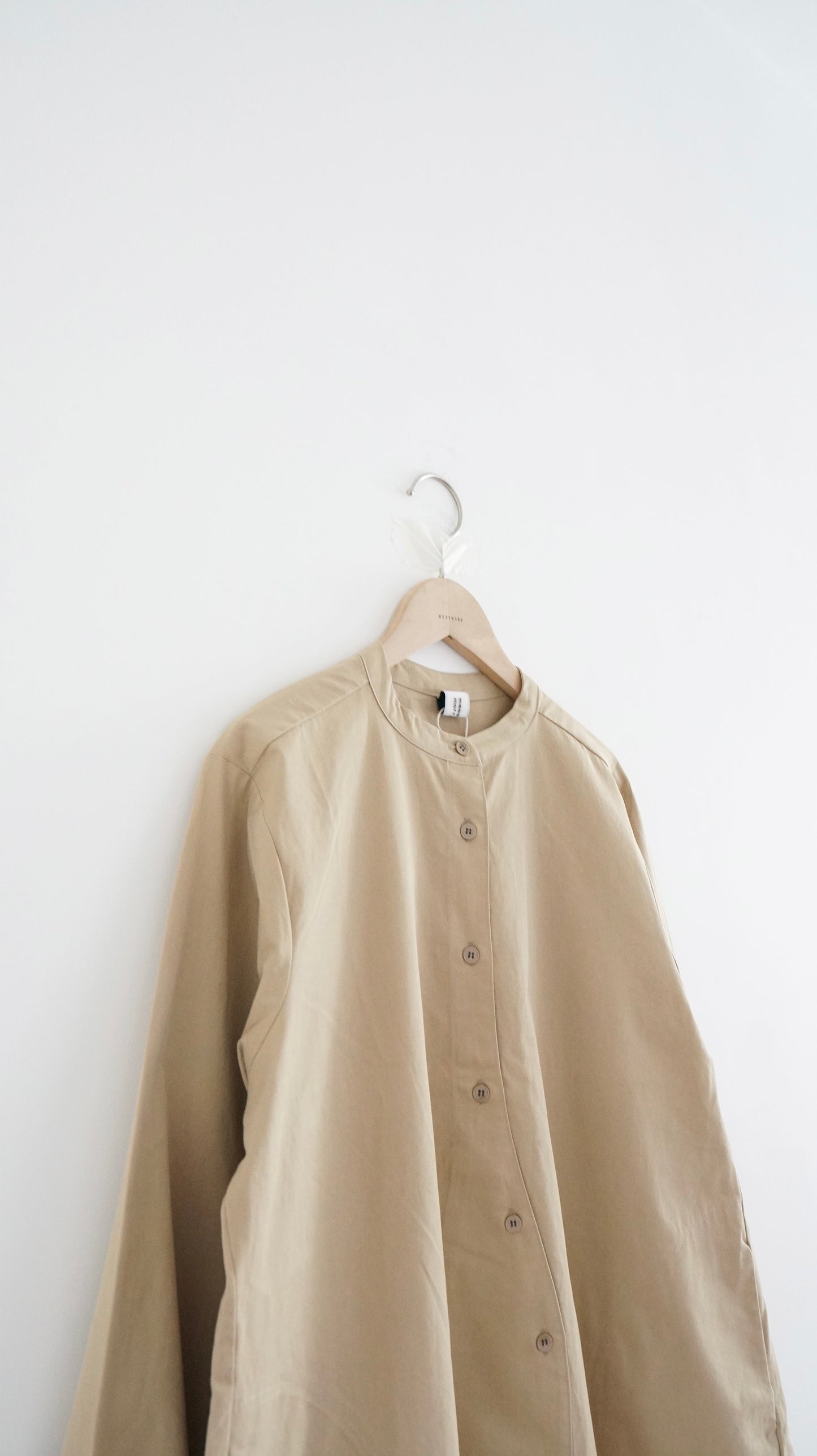 minimalist shirt dress in beige