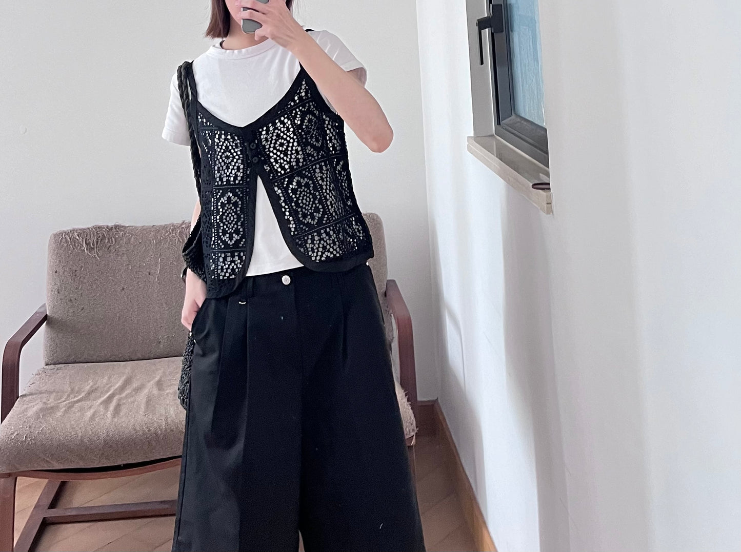 bloomwork overlay vest in black (pre-order)