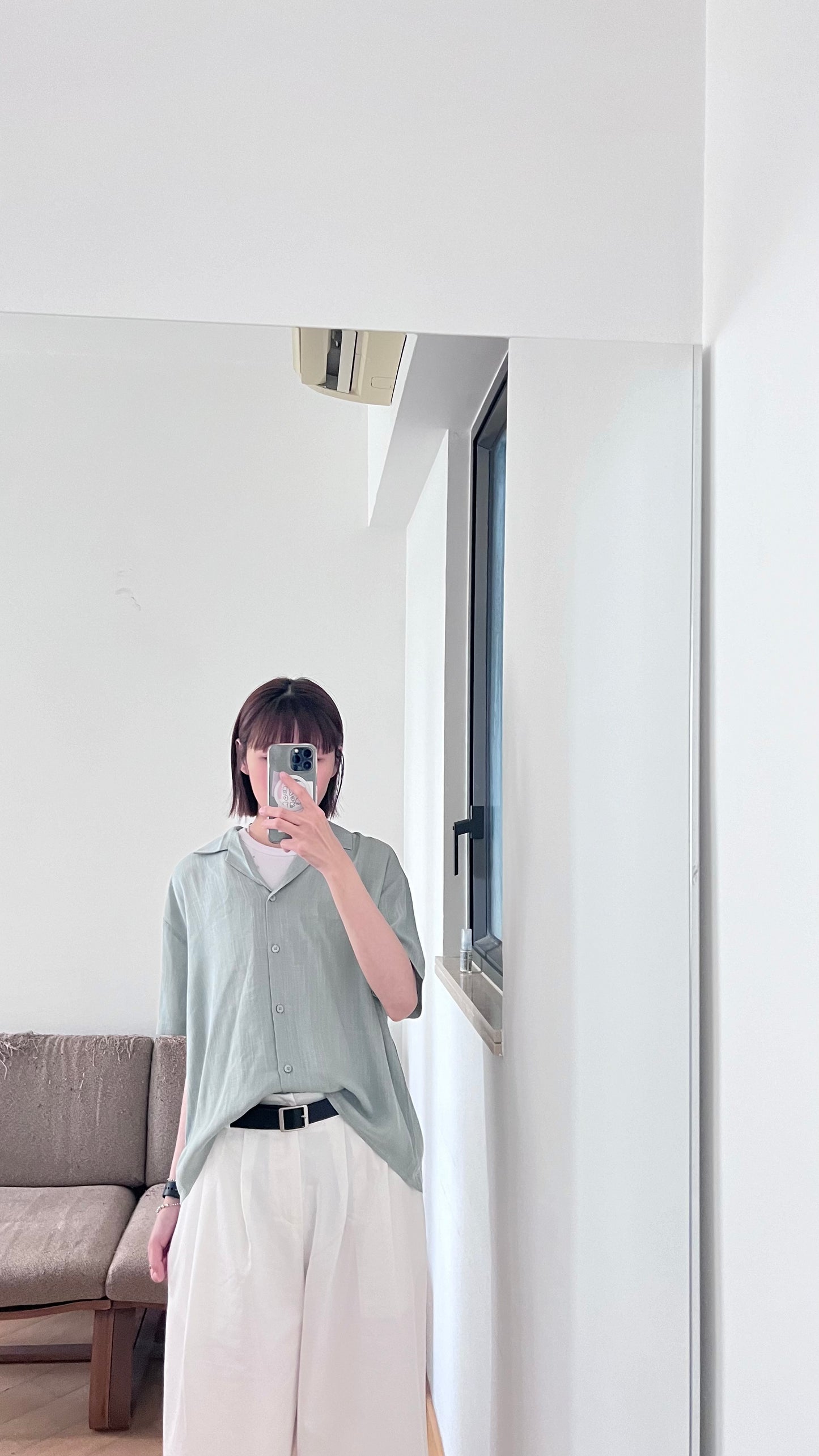 linen summer shirt in sage (pre-order)