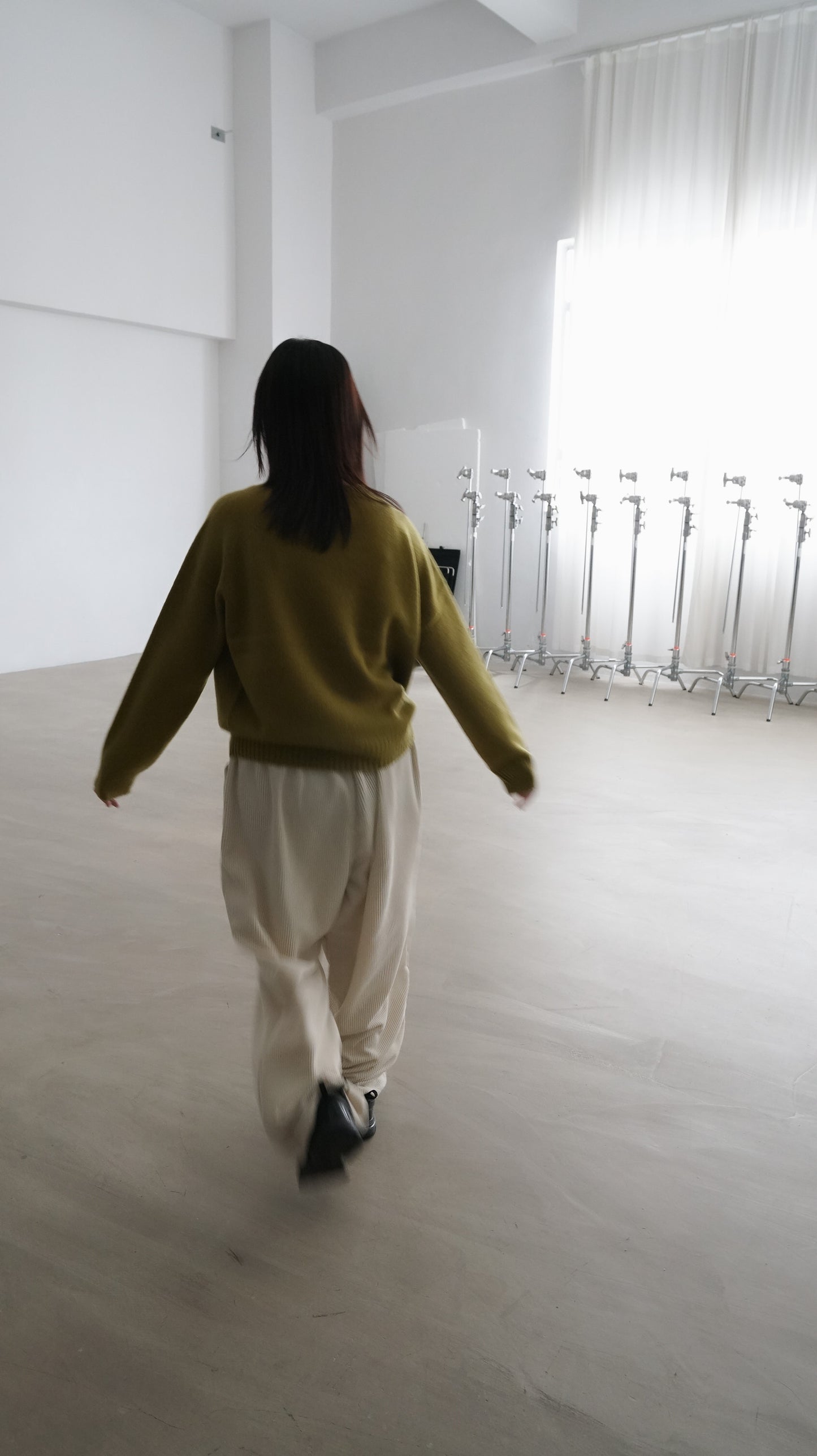 cozy corduroy wide pants in ivory