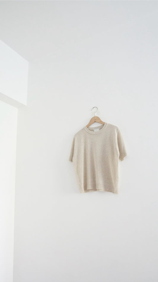 classic round neck sweater in ivory