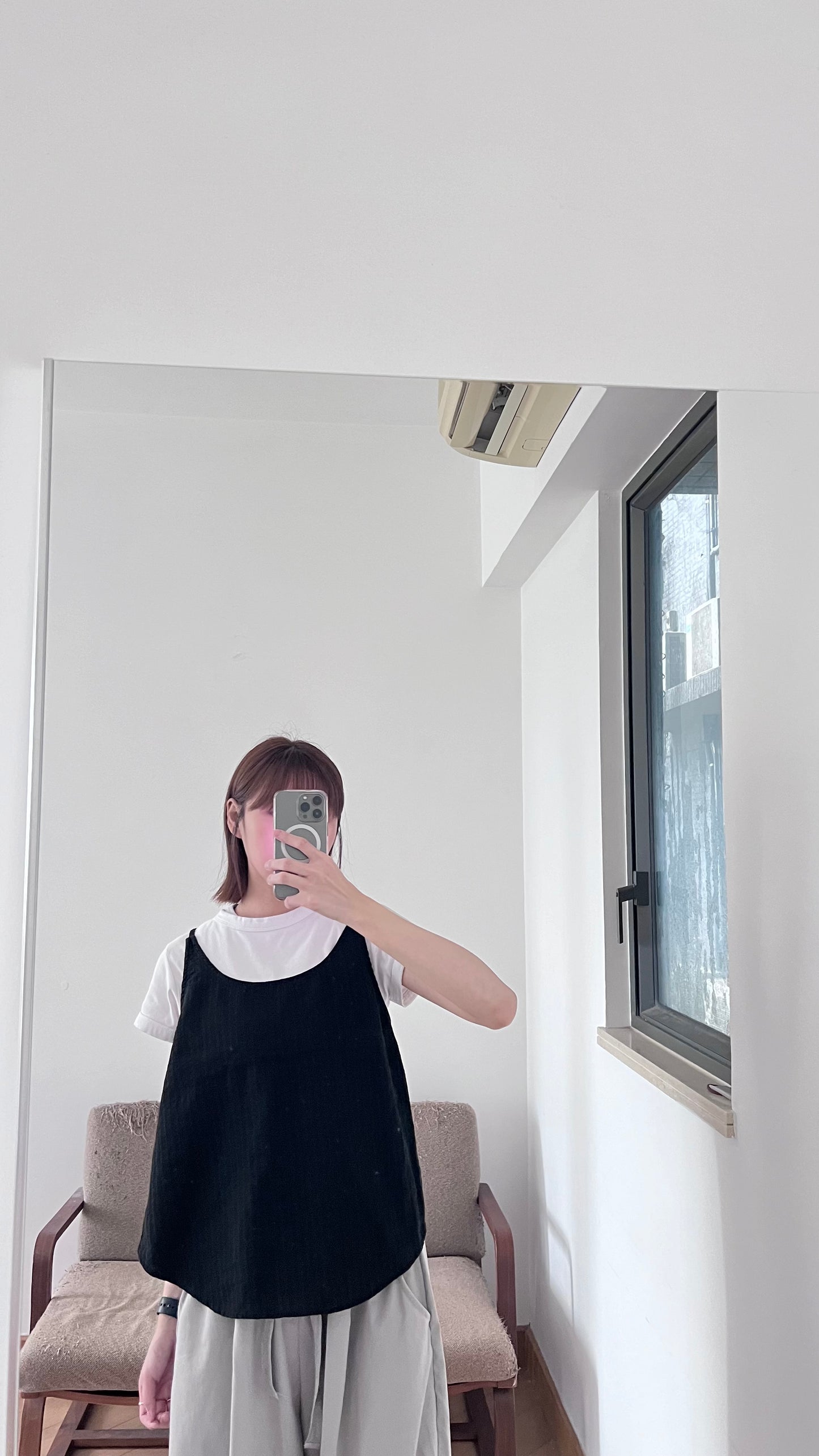 veil stripe overlay top in black (pre-order)