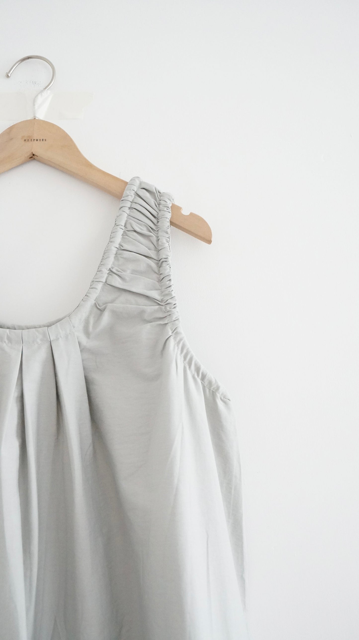 petal neck gathered dress in grey (pre-order)
