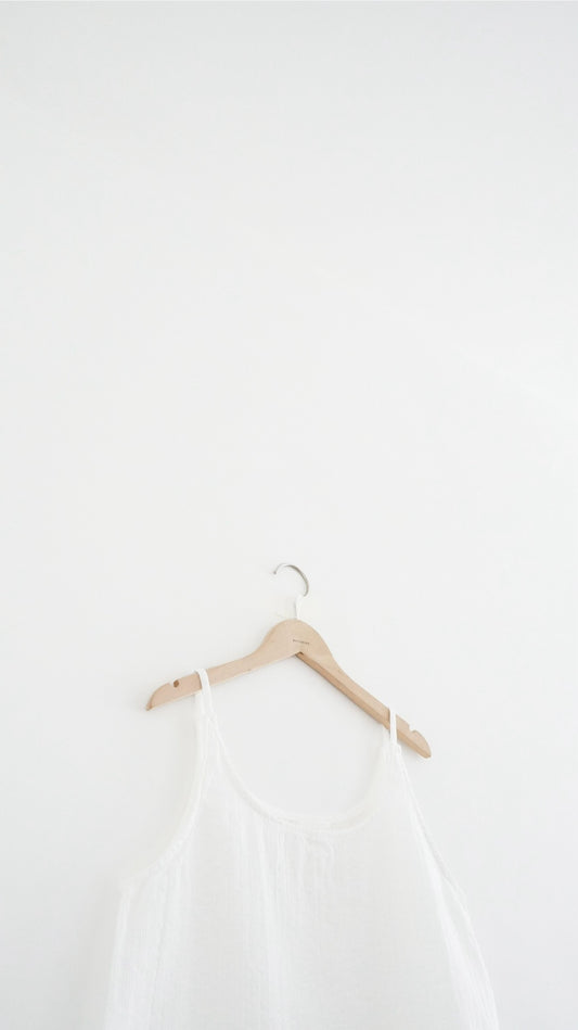 veil stripe overlay top in white (pre-order)
